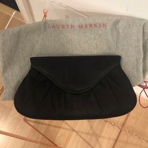 Lauren Merkin black silk clutch